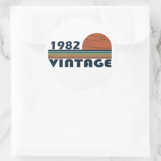 1982生まれ年のヴィンテージ誕生日ギフト ラウンドシール (バッグ)