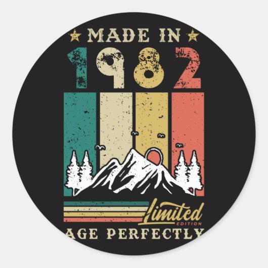 1982生まれ年誕生日 ラウンドシール (正面)