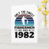 1982生まれ年40歳の誕生日魚釣りプレゼント カード (黄色い花)