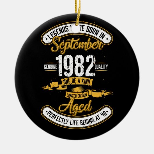 1982生まれ年9月40歳の誕生日 セラミックオーナメント (正面)