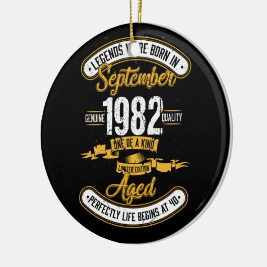 1982生まれ年9月40歳の誕生日 セラミックオーナメント (左)