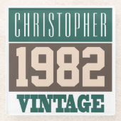 1982生まれ年、ギフトパーソナライズされた ガラスコースター (正面)