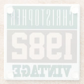 1982生まれ年、ギフトパーソナライズされた ガラスコースター (裏面)