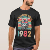 1982素晴らし年から猫ハッピーバースデー40アイ Tシャツ (正面)