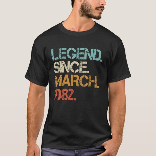 1982素晴らし年3月ヴィンテージ40歳レトロ40位 Tシャツ (正面)