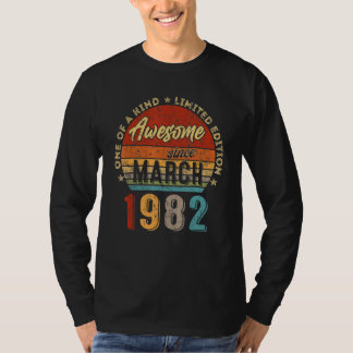 1982素晴らし年3月ヴィンテージ40歳 Tシャツ