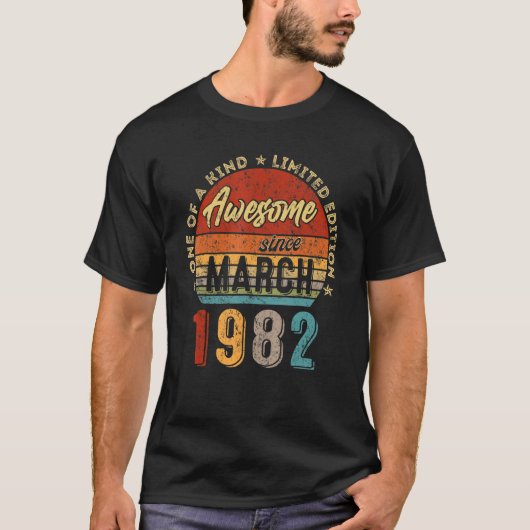 1982素晴らし年3月ヴィンテージ40歳 Tシャツ (正面)