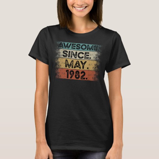 1982素晴らし年5月ヴィンテージ40歳の誕生日レトロ Tシャツ (正面)