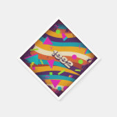 1982 -レトロヴィンテージ80sネオン幾何学模様 –  スタンダードカクテルナプキン (角)