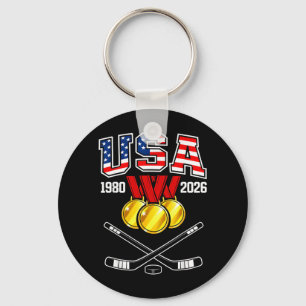 1982-2026 アイスホッケー ビンテージ USA クロススティック キーホルダー