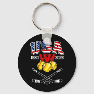 1982-2026 アイスホッケー ビンテージ USA クロススティック キーホルダー