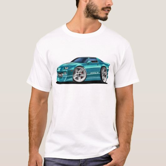 1982-92年のCamaroのティール(緑がかった色)車 Tシャツ (正面)