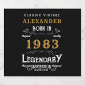 1983パーソナライズされた年の40歳生まれのヴィンテージブラック ビールラベル (シングルラベル)