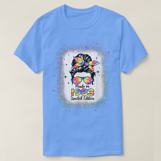 1983年に作られた誕生日漂白絞り染めメスパンを見る Tシャツ (デザイン正面)