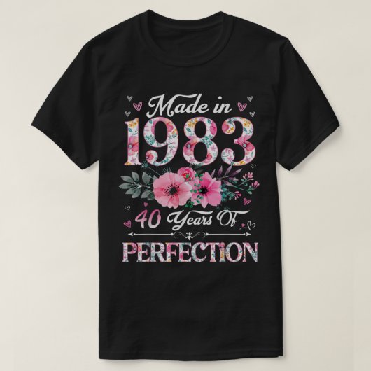 1983年に作られた40歳フローラ40歳の誕生日プレゼント Tシャツ (デザイン正面)