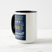 1983年の40生まれ歳のヴィンテージレジェンドブルー金ゴールド マグカップ (正面左)