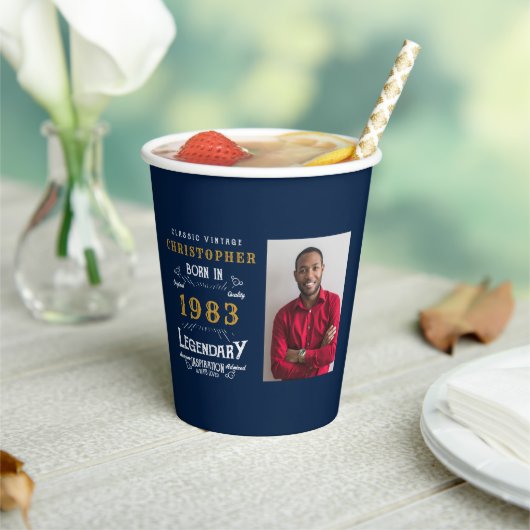 1983年の40生まれ歳の写真テンプレート伝説 紙コップ (インサイチュ)