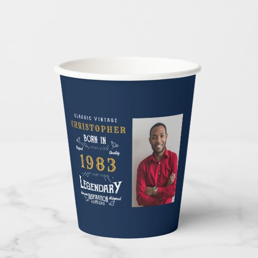 1983年の40生まれ歳の写真テンプレート伝説 紙コップ (正面)