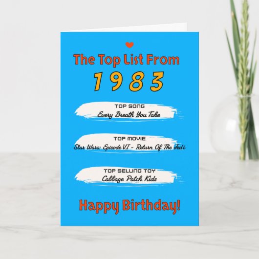 1983年上位リスト 誕生日 カード (正面)