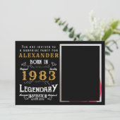 1983年生まれ黒金ゴールドレトロ写真 招待状 (スタンド正面)