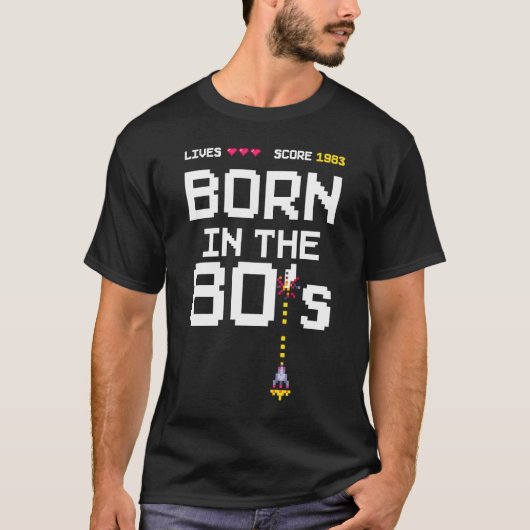 1983年生まれ80年のレトロArcade Birthdaのヴィンテージ Tシャツ (正面)