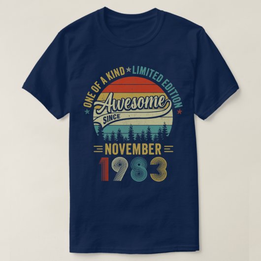 1983年11月ヴィンテージ40歳レトロ40歳バット Tシャツ (デザイン正面)