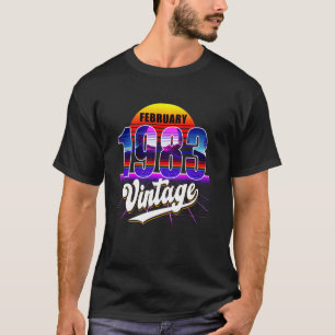 1983年2月レトロ38誕生日Vaporwave 30 S S Tシャツ