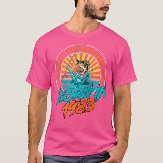 1983年40歳生まれ魚釣り誕生日Fis Tシャツ (正面)