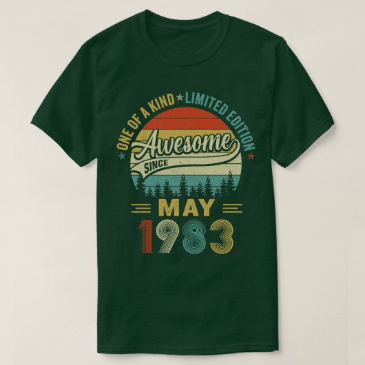 1983年5月ヴィンテージ40歳レトロ40歳 Tシャツ (デザイン正面)