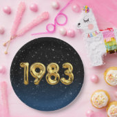 1983年 誕生日 風船 星柄 ペーパープレート (パーティー)