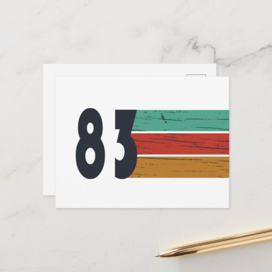 1983生まれ年のヴィンテージ誕生日ギフト シーズンポストカード (正面/裏面インサイチュ)