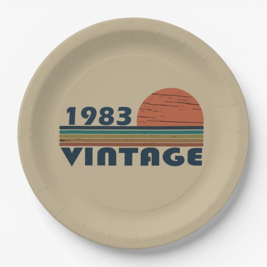 1983生まれ年のヴィンテージ誕生日ギフト ペーパープレート (正面)