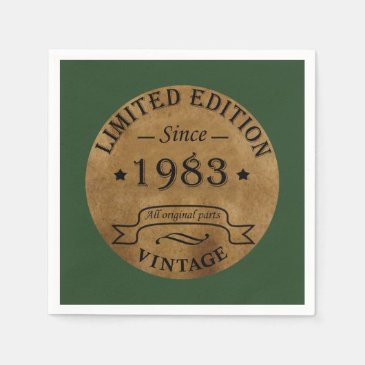 1983生まれ年のヴィンテージ スタンダードカクテルナプキン (正面)