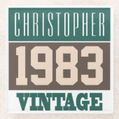 1983生まれ年、ギフトパーソナライズされた ガラスコースター (正面)