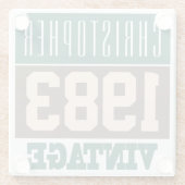 1983生まれ年、ギフトパーソナライズされた ガラスコースター (裏面)