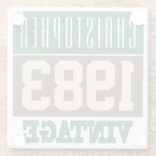 1983生まれ年、ギフトパーソナライズされた ガラスコースター (裏面)