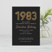 1983 ブラック&ゴールド 40歳の誕生日招待状 招待状 (スタンド正面)