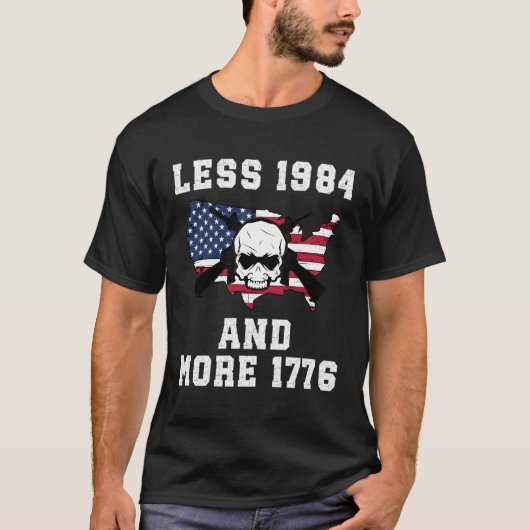 1984より少ない1776アメリカスカル Tシャツ (正面)