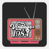 1984レトロヴィンテージテレビ40歳の誕生日 スクエアシール (正面)