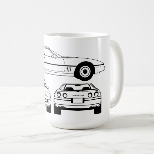 1984年のシボレー・コルベットの設計図のマグ コーヒーマグカップ (正面右)