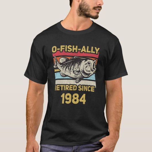1984年の退職した魚釣りパパ退職者 Tシャツ (正面)