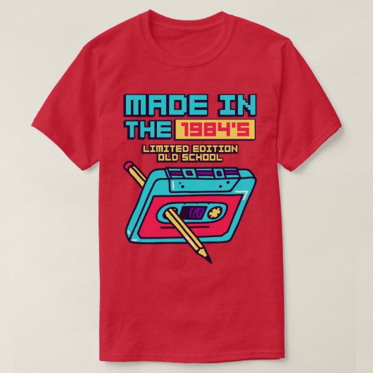 1984年代のカセットテープにレトロ Tシャツ (デザイン正面)