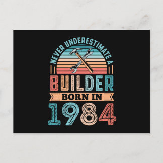 1984年生まれの建設作業員 40歳の誕生日プレゼント 建築 ポストカード