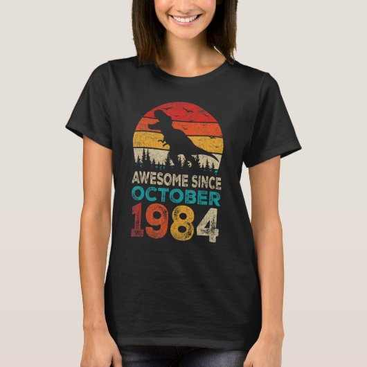 1984年素晴らし10月38th誕生日Boy Dinos Tシャツ (正面)
