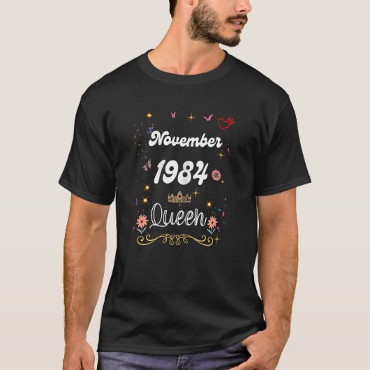 1984年11月クイーン1984年11月誕生日G Tシャツ (正面)