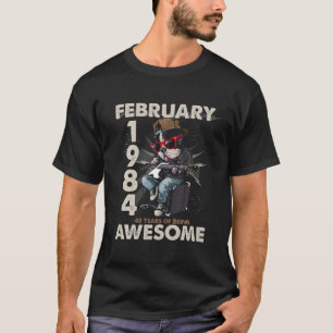 1984年40年から2月40日の誕生日の犬の恋人 Tシャツ
