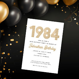 1984年 ブラック ゴールド 40歳の誕生日招待状 招待状