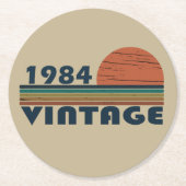 1984生まれ年のヴィンテージ誕生日ギフト ラウンドペーパーコースター (正面)