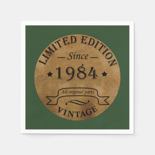 1984生まれ年のヴィンテージ スタンダードカクテルナプキン (正面)