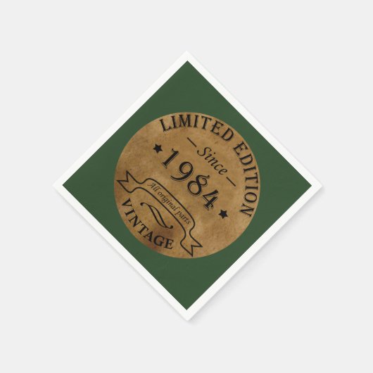 1984生まれ年のヴィンテージ スタンダードカクテルナプキン (角)